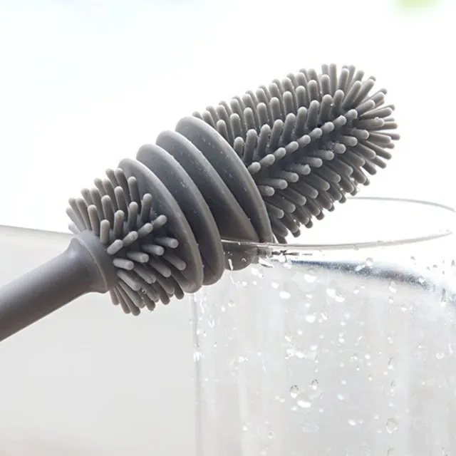 Cepillo de botella de leche de silicona 360 mango largo cepillo de taza cepillo de limpieza para el hogar P&