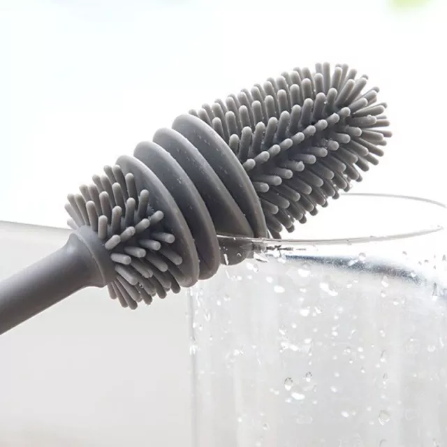 Silicone Milk Bottle Brush 360 Long Handle Cup Brush Household Cleaning Brus__-