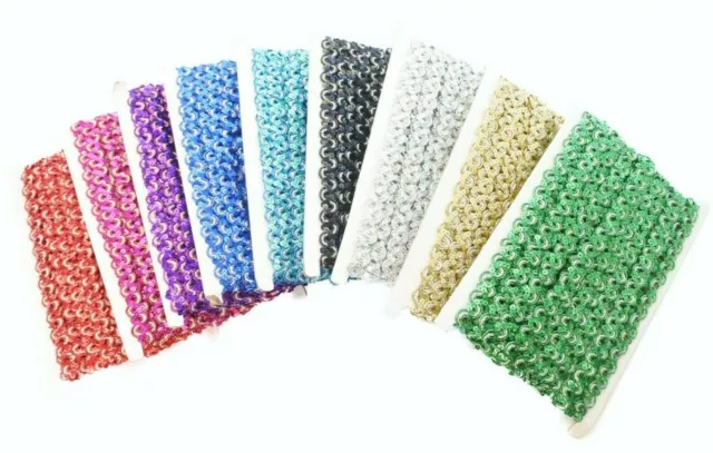 Metallic & Sequin Braid Trimming Reel Rolls 10 Metres 15mm Craft Sewing Fringe