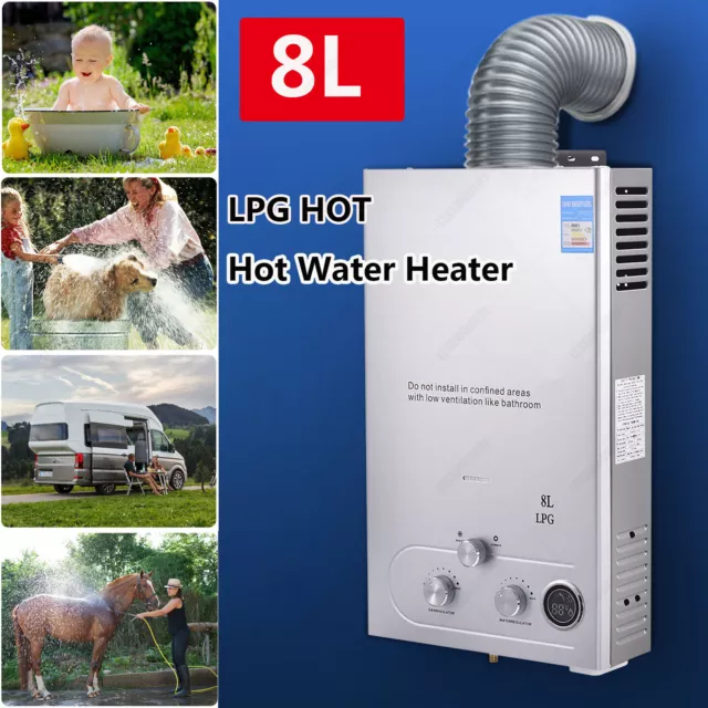 8L Propane Gas LPG Tankless Instant Hot Water Heater Boiler for Camping Shower