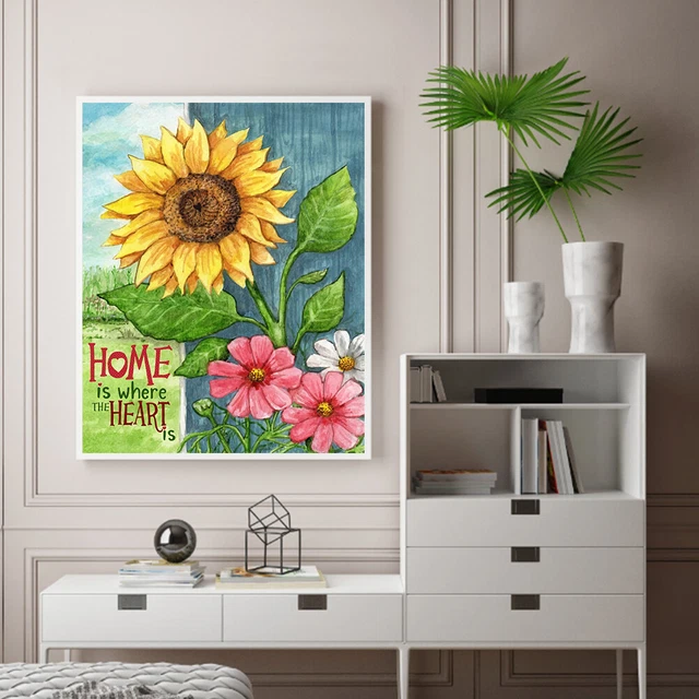 Kit de pintura al óleo de letras girasol por números hágalo usted mismo pintura acrílica decoración del hogar