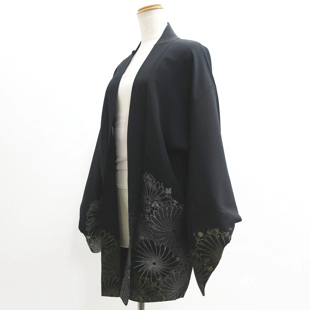 9246E3 Silk Vintage Japanese Kimono Haori Jacket Chrysanthemum