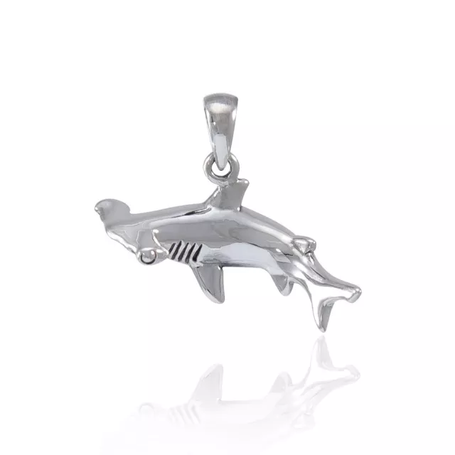 Hammerhead Shark .925 Colgante de Plata de Ley 3D Peter Stone Océano Joyería Mar