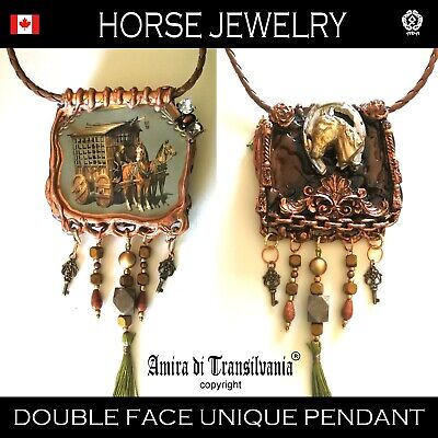 jewelry woman fashion necklace pendant elegant style vintage horses horse fringe
