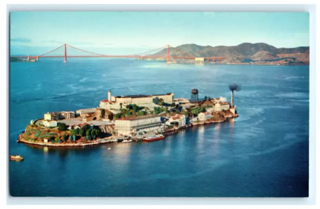 Postcard CA San Francisco Alcatraz Island Aerial View The Rock Golden Gate