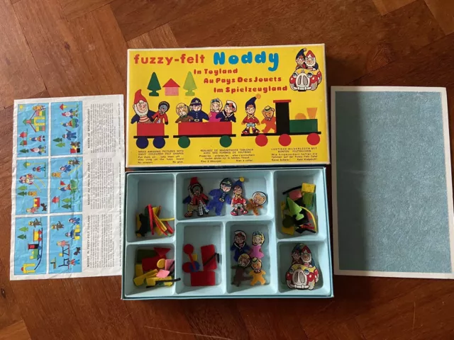 Vintage Fuzzy Felt NODDY TOYLAND Set ALLAN INDUSTRIES HIGH WYCOMBE UK Yellow Lid