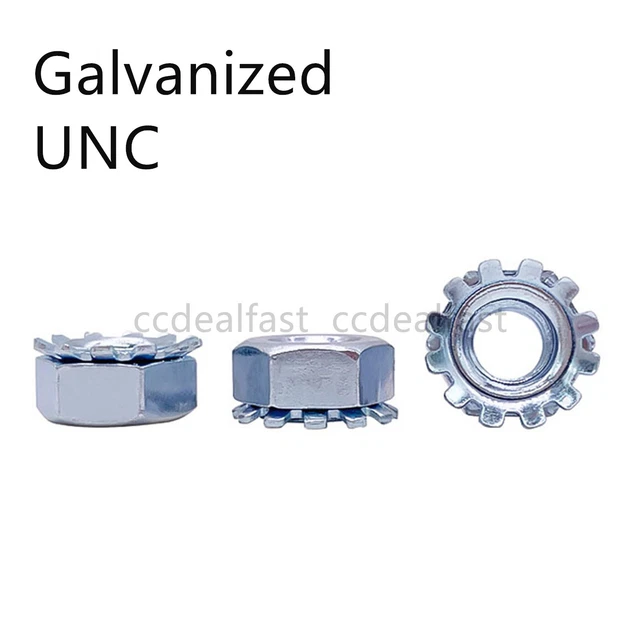 Qiysamall 100 Pcs Screw Nut With External Tooth Hex Nuts 8- 32 Kep Stainless Steel Lug Head