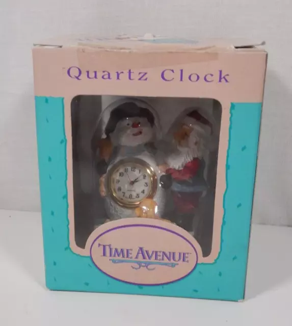 Time Avenue Quartz Clock Christmas Santa Snowman in Box Small (C1)