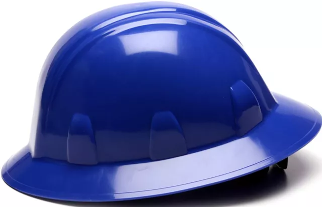 Pyramex Blue Full Brim Safety Hard Hat With 4-Pt Ratchet Hp24160 Construction 3
