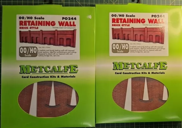 Metcalfe PO244 00/H0 Scale Retaining Wall Brick - Red - TWO PACKS!!