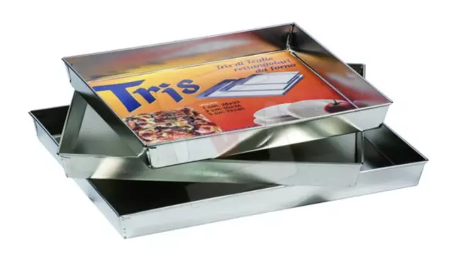 Tris Teglie Rettangolari Forno Pizza CM. 28X32 / 30X36 / 32X40