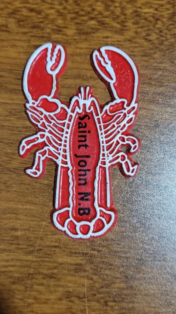 Vintage St. Saint John New Brunswick NB Lobster Rubber Refrigerator Magnet