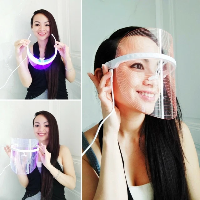 Appareil Anti Ride Visage, Appareil Lifting Massage, 7 couleurs LED Beauté Appareils, massage du visage EMS, 42 °C Masseur de Visage Électrique (blanc-3 LED