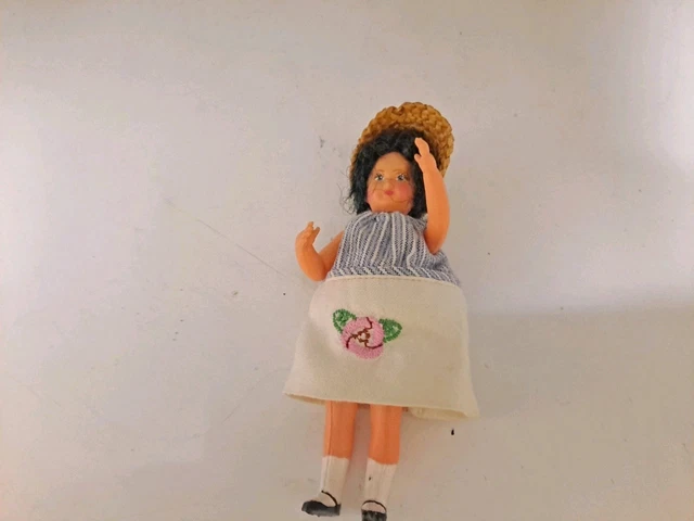 Poupée Ancienne 32cm – Marque 310, Note Au Dos, Yeux Fixes, Vintage