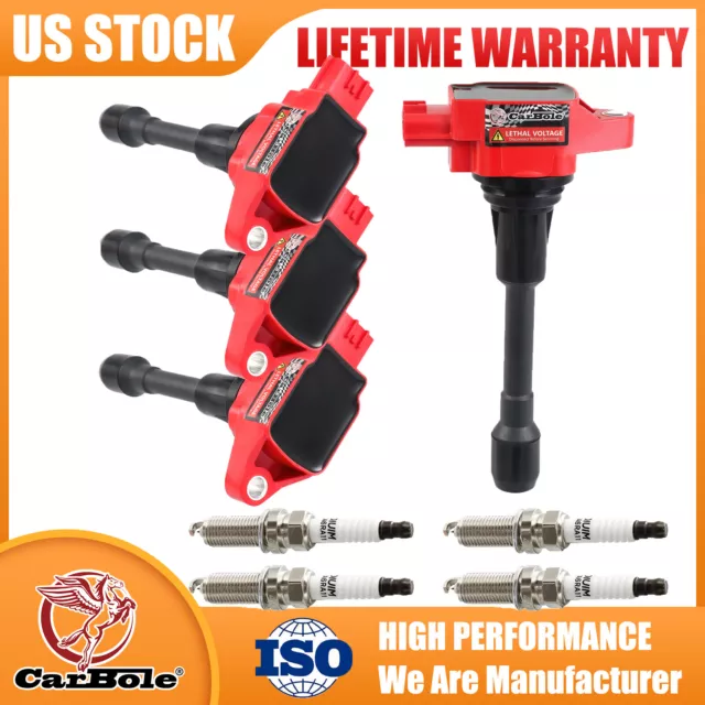 4 Ignition Coil + 4 Spark Plug For Nissan Altima Cube Rogue Infiniti FX50 UF549