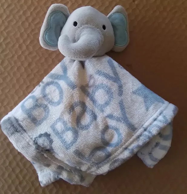 Baby Boy Blue Elephant Comforter/Snuggle Buddy/Security Blankie, 30 cm,Pre Owned