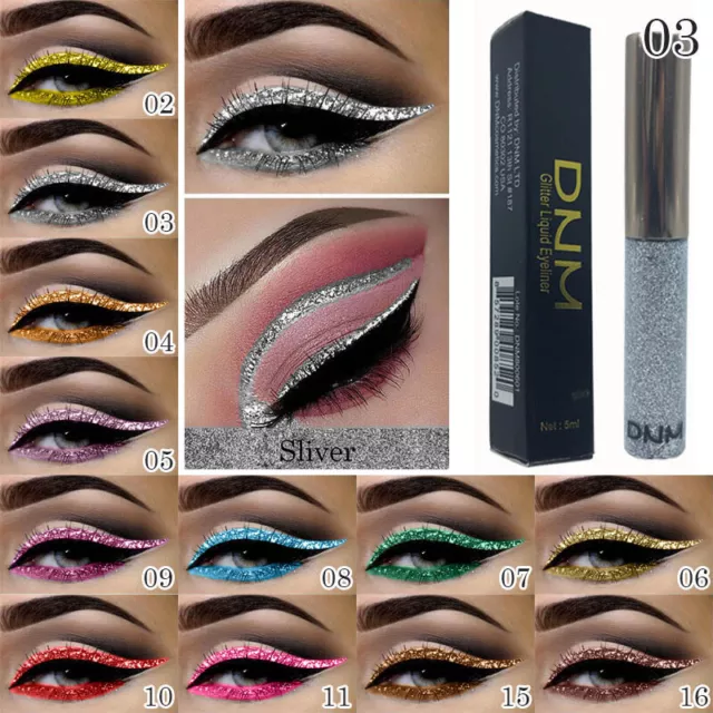 Delineador de ojos líquido multicolor impermeable brillo lentejuelas brillo metálico