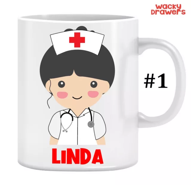 Personalized Nurse Cartoon Character Coffee Mug with Custom Name