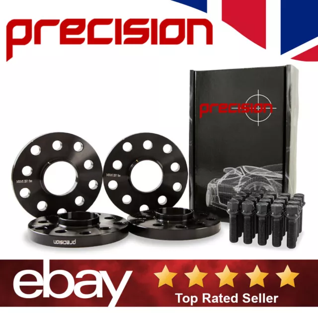 Black Wheel Spacers Hubcentric 15mm & Radius Bolts For Audi TT - 2 Pairs