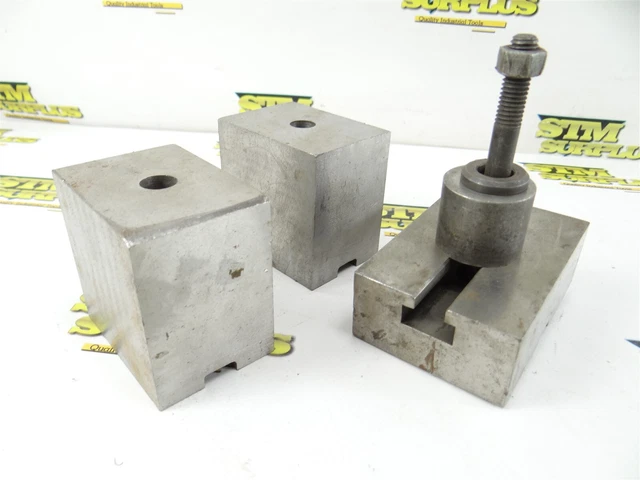 3Pc Lot Of Steel Riser Blocks & T-Slot Riser Blocks 1-5/16" & 2-3/4" Tall