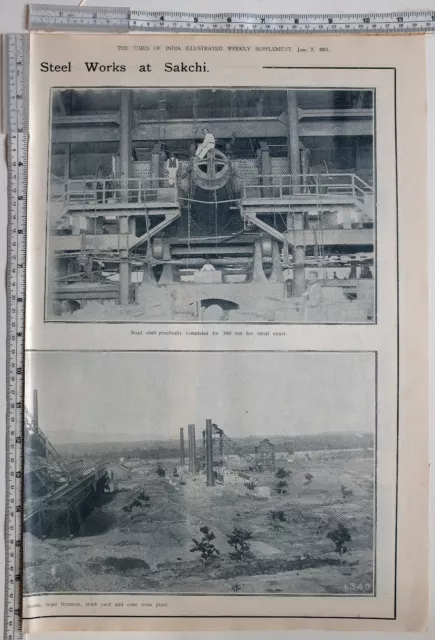 1911 India Print Steel Works At Sakchi Hot Metal Mixer Blast Furnaces Coke Oven