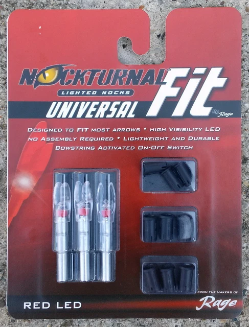 3 pack - Nockturnal Universal Fit Lighted Arrow Nocks -- Red