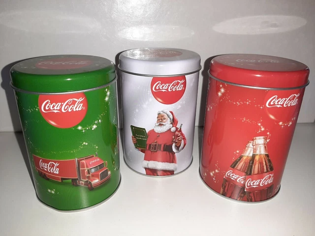 Set 3 Scatole Di Latta Vintage Con Babbo Natale - 13.5x6cm, 17x7.5cm, 20x8cm, Per Bomboniere, Regali E Decorazioni