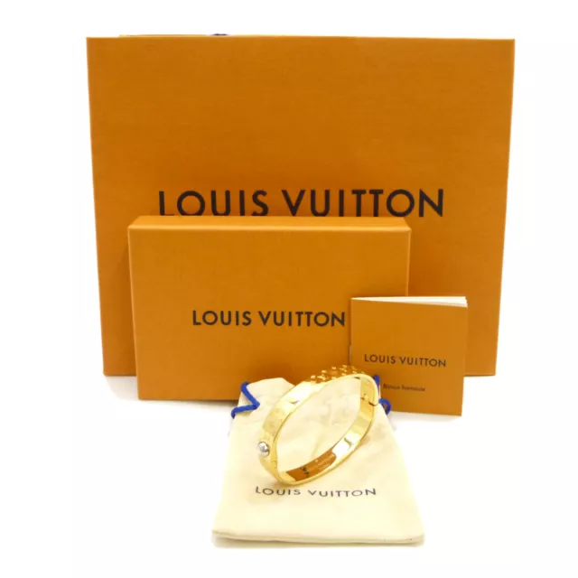 Authentic Louis Vuitton Silver Cuff Nanogram Bangle Size S 15.7cm
