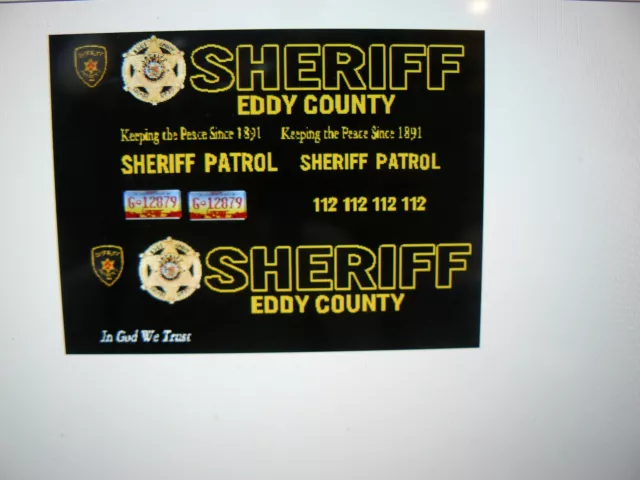 Eddy County New Mexico Sheriff Patrol Vehicle Decals 1:24
