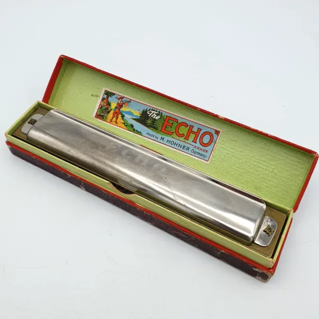 Boxed Vintage (Pre Ww2 Star Mark) Hohner Echo 48 Hole Harmonica G C1930S / 1940S