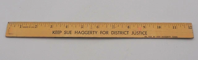 Vintage Politica Elezioni Sue Haggerty Distric Justice Legno Righello