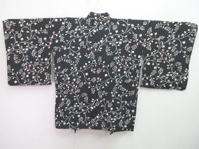 8263C1 Silk Vintage Japanese Kimono Haori Jacket Flower