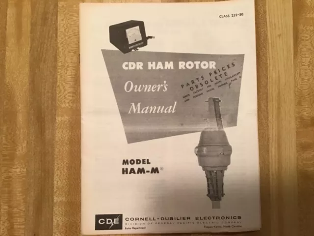 CDR Ham rotor,model Ham -M, operating manual only.