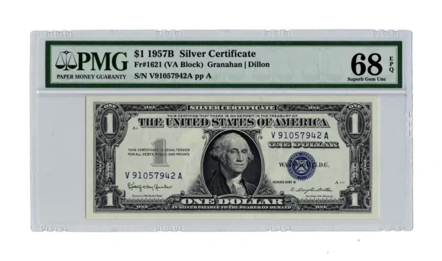 $1 1957B Silver Certificate Fr. 1621 (VA Block) - PMG 68 EPQ