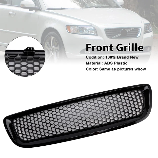 Gloss Black Front Bumper Honeycomb Grille Grill Fit Volvo S40 V50 2008-2012#