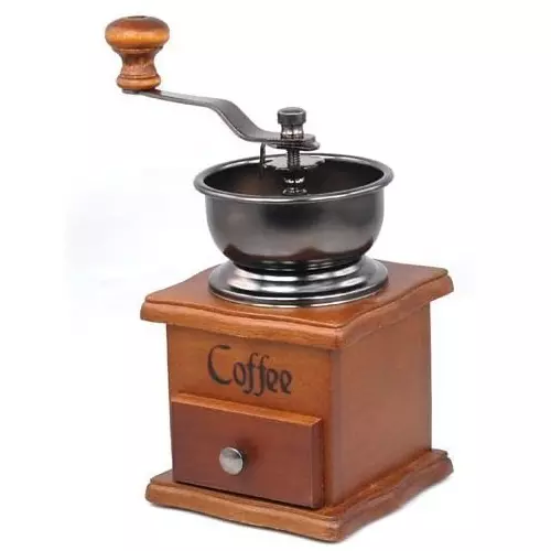 Coffee Grinder Manual Hand Bean Vintage Style Wooden Fresh Spices Mill Burr