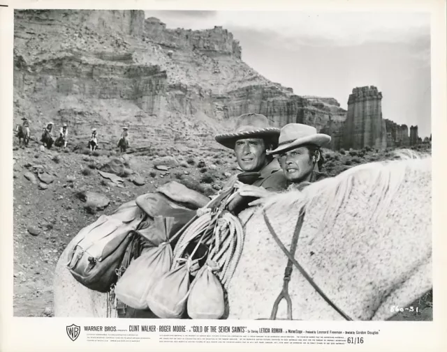 CLINT WALKER ROGER MOORE Original Vintage GOLD OF THE SEVEN SAINTS Western Photo