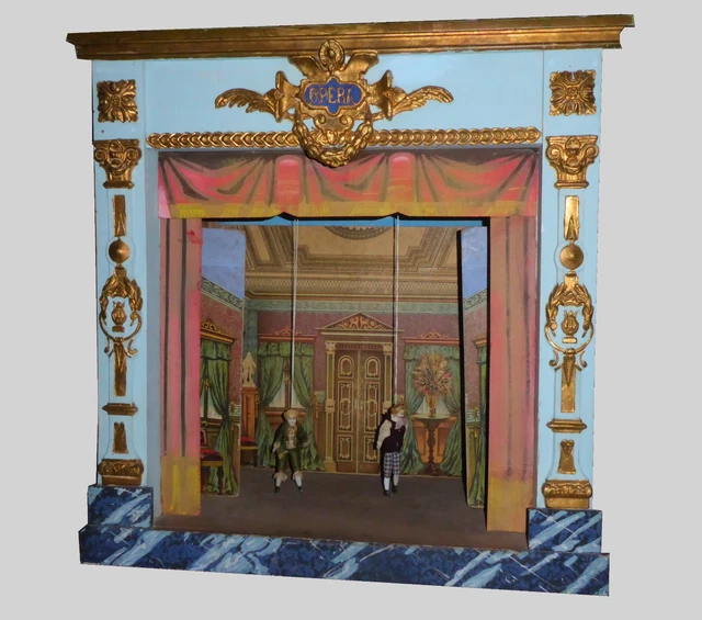 Ancienne Marionnette Guignol En Toile Et Bois – Théâtre De Porte/fenêtre