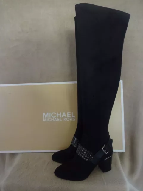 MICHAEL KORS Brody Over The Knee Black Stretch Suede Boots Shoes US 9 EUR 40 NWB