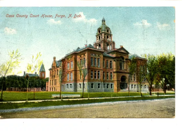 Cass County Court House Building-Fargo-North Dakota-Vintage 1909 Postcard