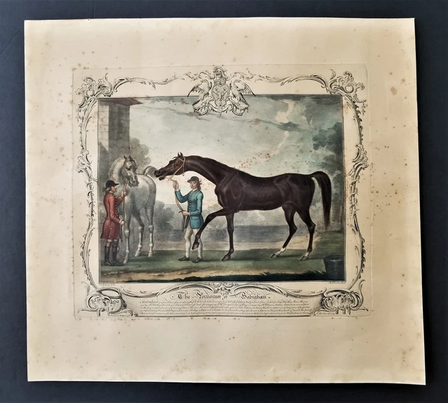 1756 antique RICHARD HOUSTON MEZZOTINT the PORTRAITURE of BABRAHAM race horse