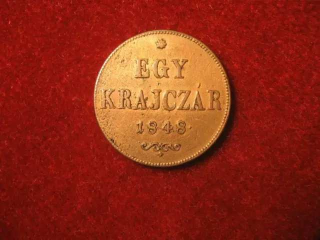 1848, 1 Egy Krajczar/ Kreuzer. XF. Österreich/Ungarn. Austria/Hungary. Kratzen 3