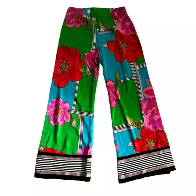 Trina Turk vogue runway 2019 wide leg summer floral pants size 6 waist 32 inseam