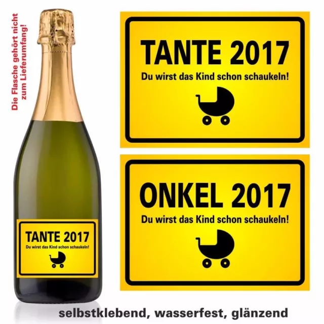 AUFKLEBER SEKTFLASCHE TANTE Onkel 2024 2025 Ortsschild Geschenk EUR 1