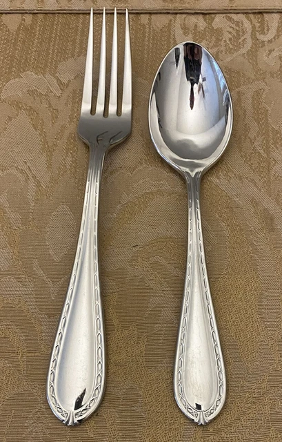 Dinner Fork & Soup Spoon Waterford POWERSCOURT Stainless 18/10 Glossy  —#A105