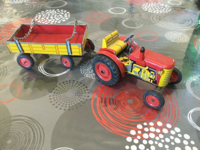 Tracteur Zetor Kovap Et Remorque – Jouet Mécanique Ancien – Occasion