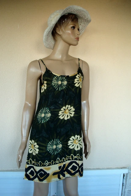 Robe D'été Mei-do à Fines Bretelles, Style Nuisette, Dorée, Taille 36/38, Parfait état