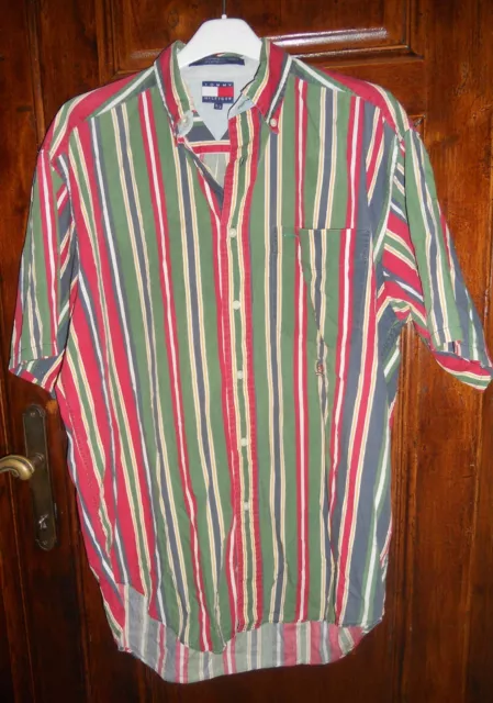 Camicia Casual Uomo - Tommy Hilfiger - Taglia L - Maniche Corte - Fantasia Righe