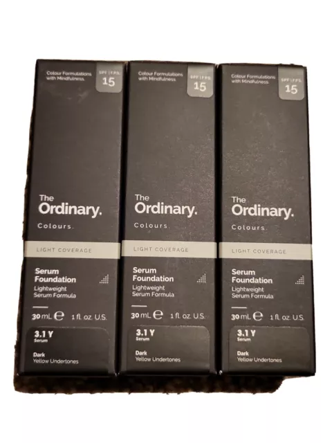 3x The Ordinary Serum Foundation coverage easy smooth formula SPF15 30ml - 3.1Y