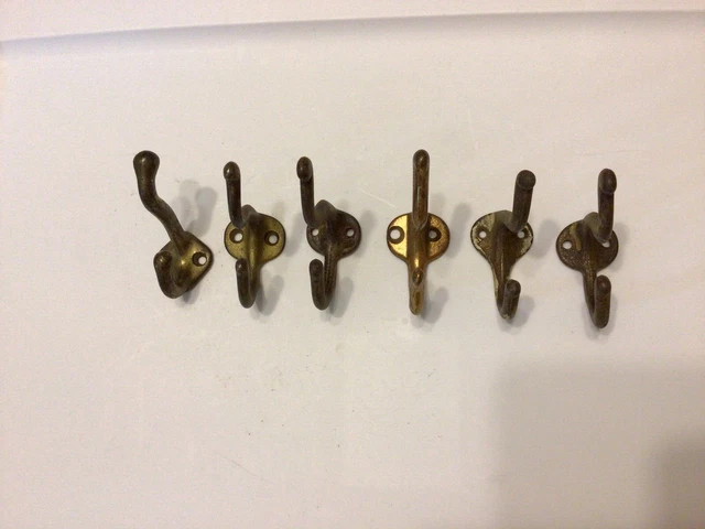 6 Vintage Mixed lot Victorian Rustic Cast Iron Coat/Hat/Clothes Hooks Repurpose